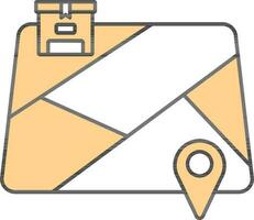 Parcel Tracking Location Icon In Yellow And White Color. vector