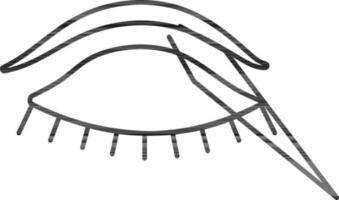 Closed Eyes With Tweezers Icon In Line Art. vector