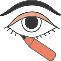 Eyeliner Makeup Icon In Red And Gray Color. vector