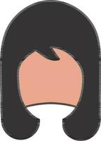 Female Hair Wig Icon In Red And Gray Color. vector