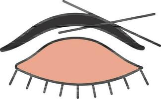 Red And Gray Eyebrow Threading Icon. vector