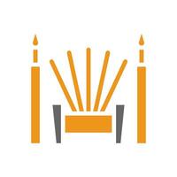 Incense icon solid style orange grey colour chinese new year symbol perfect. vector