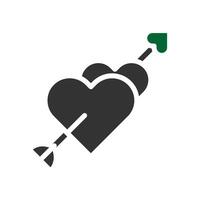 Arrow love icon solid grey green style valentine illustration symbol perfect. vector