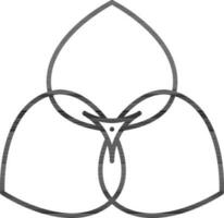 Three Petal Flower Icon In Line Art. vector
