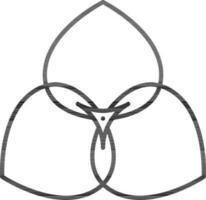 Three Petal Flower Icon In Line Art. vector