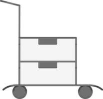 Illustration of Push Cart With Boxes Or Bags Icon In Flat Style. vector