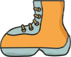 Grey And Orange Boot Icon In Flat Style. vector