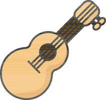Flat Style Guitar Icon In Orange Color. vector