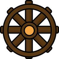 Brown Wheel Icon In Flat Style. vector
