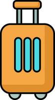 Trolley Suitcase Flat Icon In Orange And Blue Color. vector