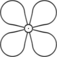 Four Petal Flower Black Line Art Icon. vector