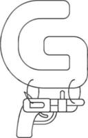 Isolated Letter G For Gun Icon In Thin Line Art. vector