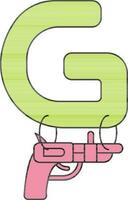 Isolated Letter G For Gun Icon In Green And Pink Color. vector