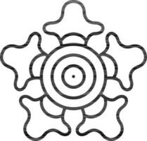 Flat Style Flower Line Art Icon. vector