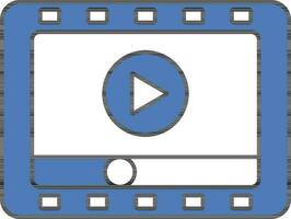 Film Strip With Play Button Icon In Blue And White Color. vector