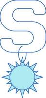 Letter S For Sun Icon In Blue And White Color. vector