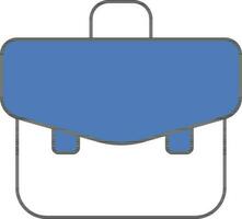 Isolated Briefcase Icon In Blue And White Color. vector