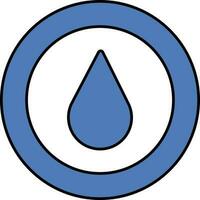 Flat Style Drop Round Icon In Blue And White Color. vector