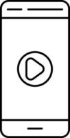 Play Button In Smartphone Screen Thin Line Icon. vector