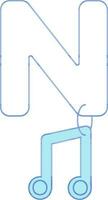 Letter N For Note Icon In Blue And White Color. vector