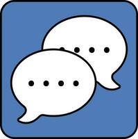 Speech Bubble Icon In Blue And White Color. vector