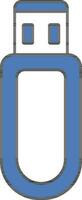 Isolated Flash Drive Icon In Blue And White Color. vector
