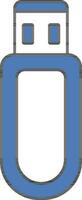 Isolated Flash Drive Icon In Blue And White Color. vector