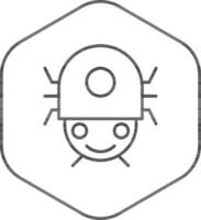 Virus Or Bug On Shield Icon In Line Art. vector