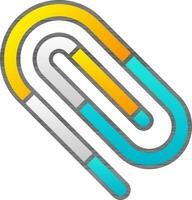Paper Clip Or Link Yellow And Blue Icon In Flat Style. vector