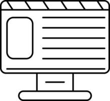 Open Website Window In Desktop Screen Line Art Icon. vector