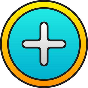 Add Or Plus Button Gradient Blue And Yellow Icon. vector