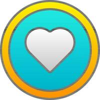 Heart Symbol On Gradient Blue And Yellow Circle Background. vector