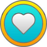 Heart Symbol On Gradient Blue And Yellow Circle Background. vector