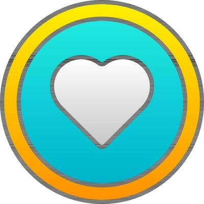 Heart Symbol On Gradient Blue And Yellow Circle Background.