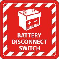 Battery Disconnect Switch Sign On White Background vector