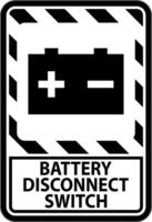 Battery Disconnect Switch Sign On White Background vector