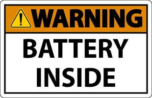 Warning Sign Battery Inside On White Background vector