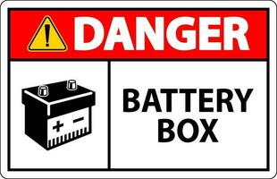peligro batería caja con icono firmar en blanco antecedentes vector