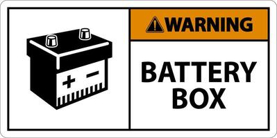 Warning Battery Box with Icon Sign On White Background vector