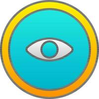 Eye Or View Symbol On Gradient Blue And Yellow Round Background. vector