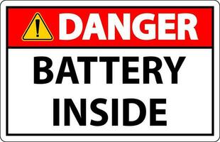 Danger Sign Battery Inside On White Background vector