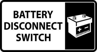 Battery Disconnect Switch Sign On White Background vector