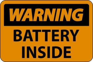 Warning Sign Battery Inside On White Background vector