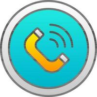 Yellow And Blue Phone Call Icon On Round Background. vector