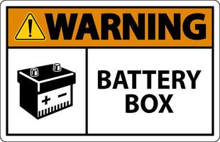 Warning Battery Box with Icon Sign On White Background vector