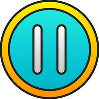 Gradient Yellow And Blue Pause Button Icon. vector