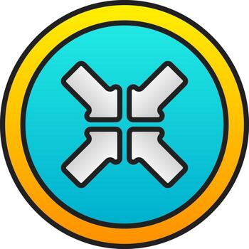 Reduce Arrow Button Icon In Gradient Blue And Yellow. vector