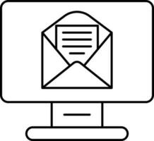 Mail In Desktop Screen Black Stroke Icon. vector