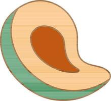 Half Mango Icon In Green and Orange Color. vector