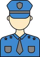 Faceless Police Icon In Blue And Pastel Yellow Color. vector